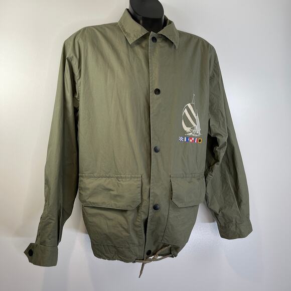 Vintage 80s Nautica Men's Spinnaker Jacket Medium Green Windbreaker Lightweight - Picture 5 of 8
